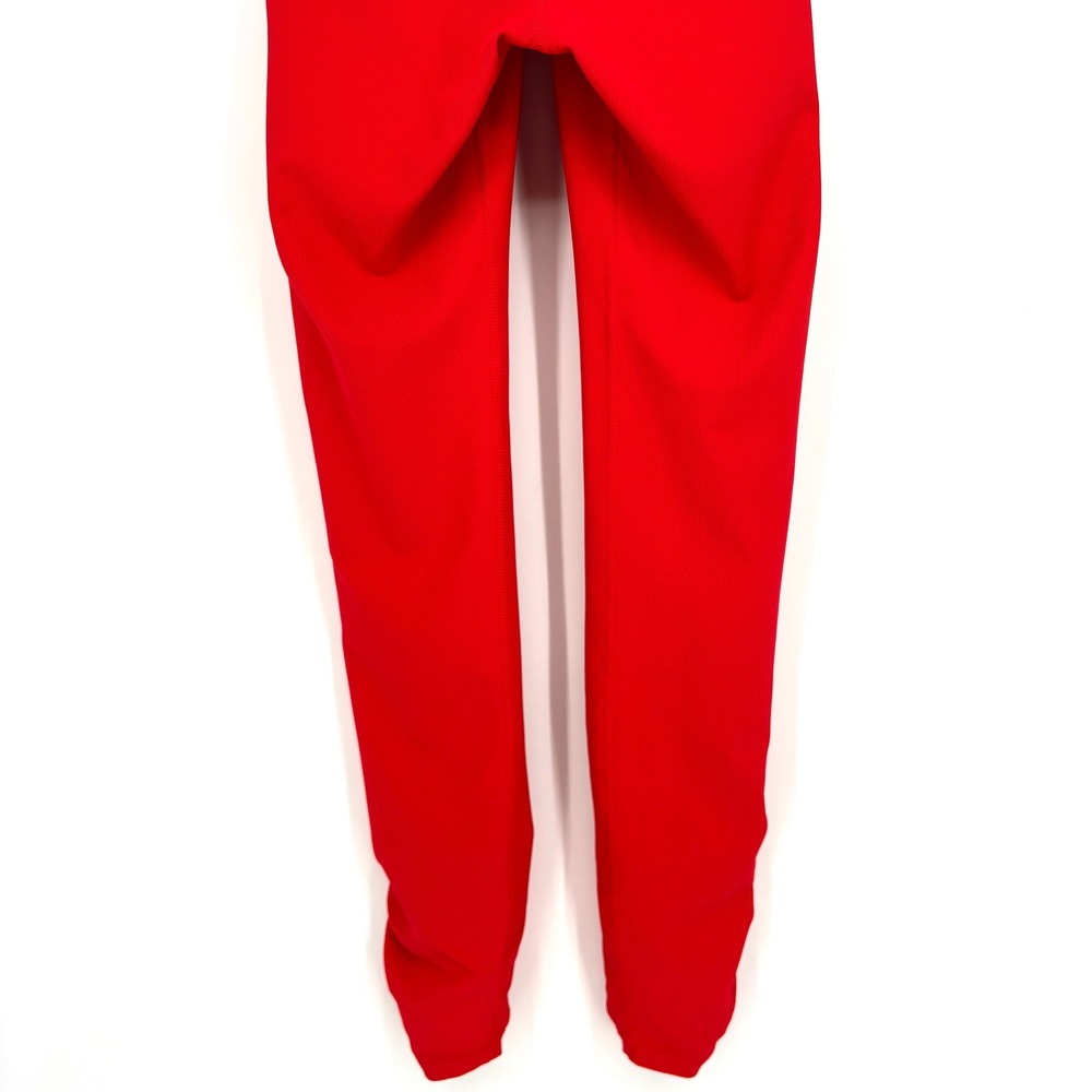 Wilo The‎ Label Red Ribbed Mid Rise Ruched Ankle Pull On Stretch Leggings XS - Picture 9 of 12